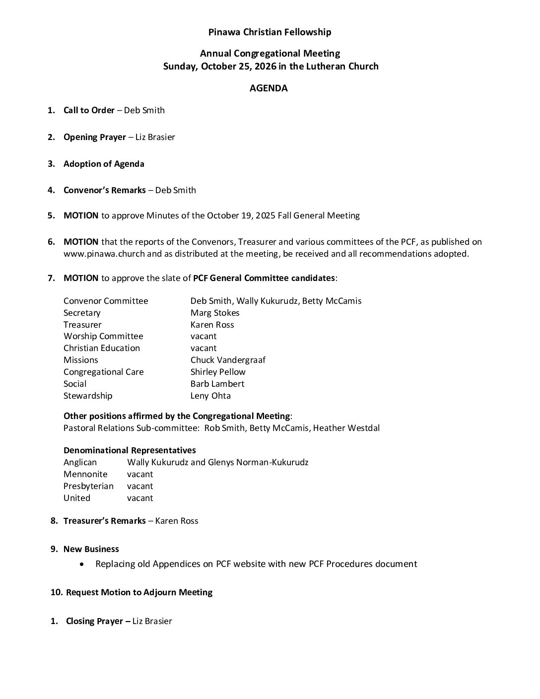 AGENDA